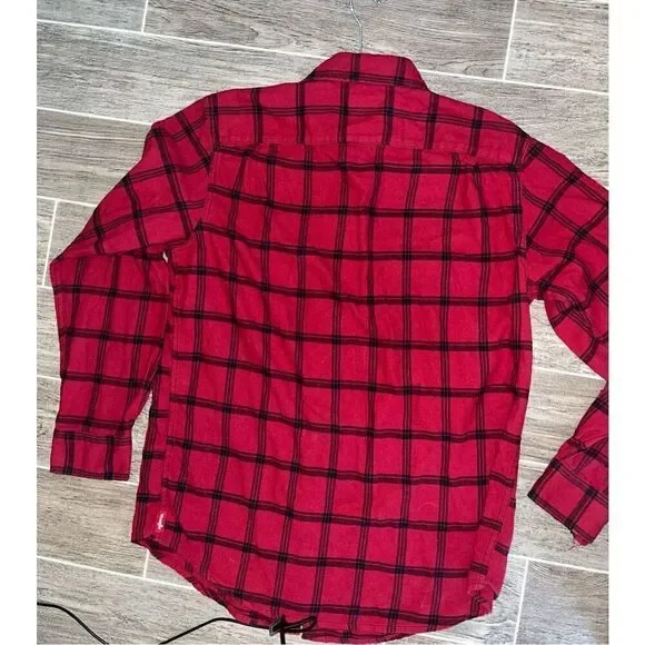 Red Plaid! Wrangler red plaid shirt sz med long sleeve - Picture 8 of 16